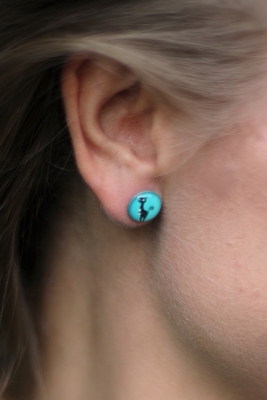<small>Náušnice pecky-Kočka stojící modrá</small>