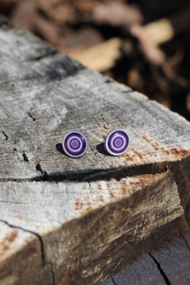 <small>Náušnice pecky - Vertigo fialovočernobílé</small>