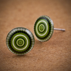 <small>Náušnice pecky - Vertigo zelenočernobílé</small>